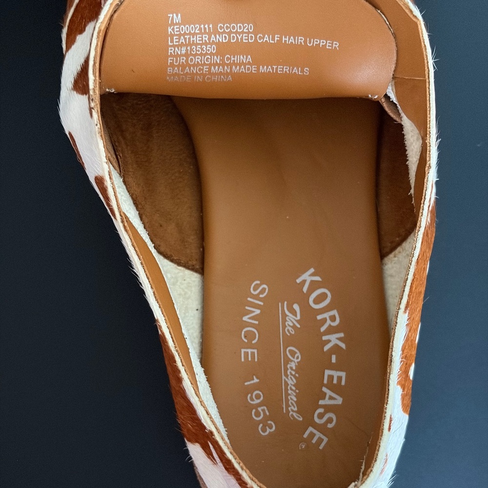Kork-Ease Brown and White Leather Calf Hair - Picture 2 of 3